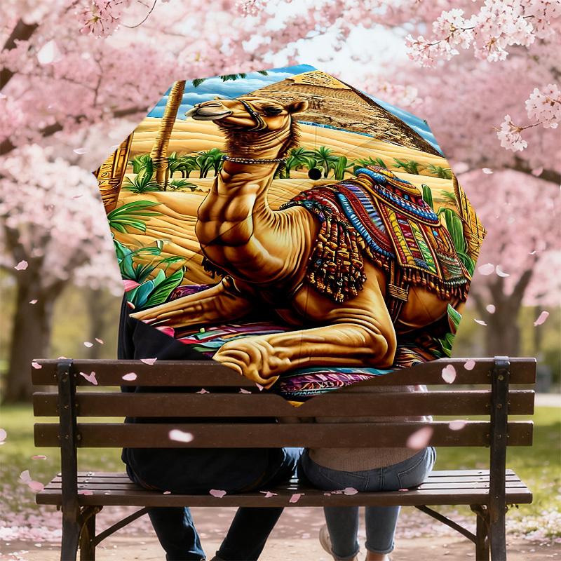 1PC camel pyramid Umbrella-8-Rib Reinforced, Automatic Open, Lightweight & Durable, Cute Fashion Accessory for Outdoor-P33