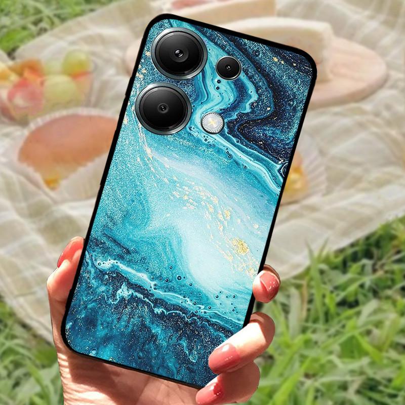 Чехол для Poco M6 Pro 4G Чехол Poco M6 4G Силиконовый Мягкий Мраморный Бампер Coque для Xiaomi Poco F6 Redmi Turbo 3 5G Защитные Fundas