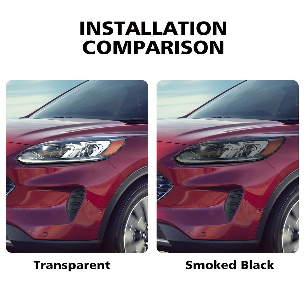 Виниловая пленка с высоким глянцем для Ford Kuga/Escape 2020-2026, защитная пленка для фар автомобиля, дымчато-черная, с защитой от царапин, предварительно вырезанная