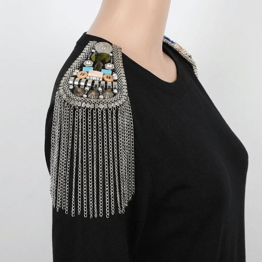 Brooch Fringe Shoulder Mark Shoulder Flash Beads Epaulette Retro Tassel Chain Shoulder Board Girl