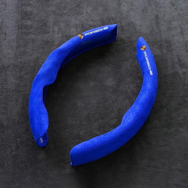 2 шт. Замшевая накладка на руль автомобиля, противоскользящая защитная оболочка для Porsche 911 Cayenne Carrera-GT 928 Panamera Boxster Macan 918