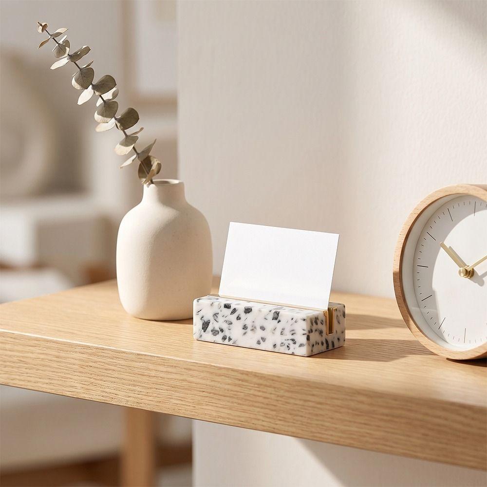 Marble Texture Desktop Business Card Holder Creative Design Postcard Calendar Stand Business Use