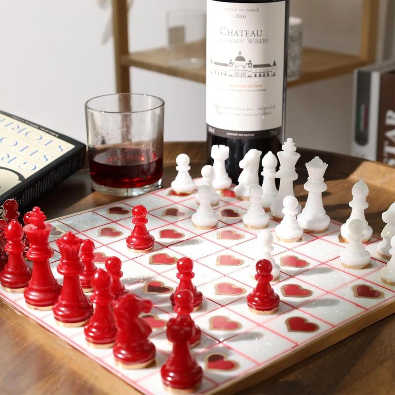 Силиконовая форма для шахматного набора с доской, 3D силиконовая форма для шахматной фигуры, для поделок DIY, подарок на день рождения