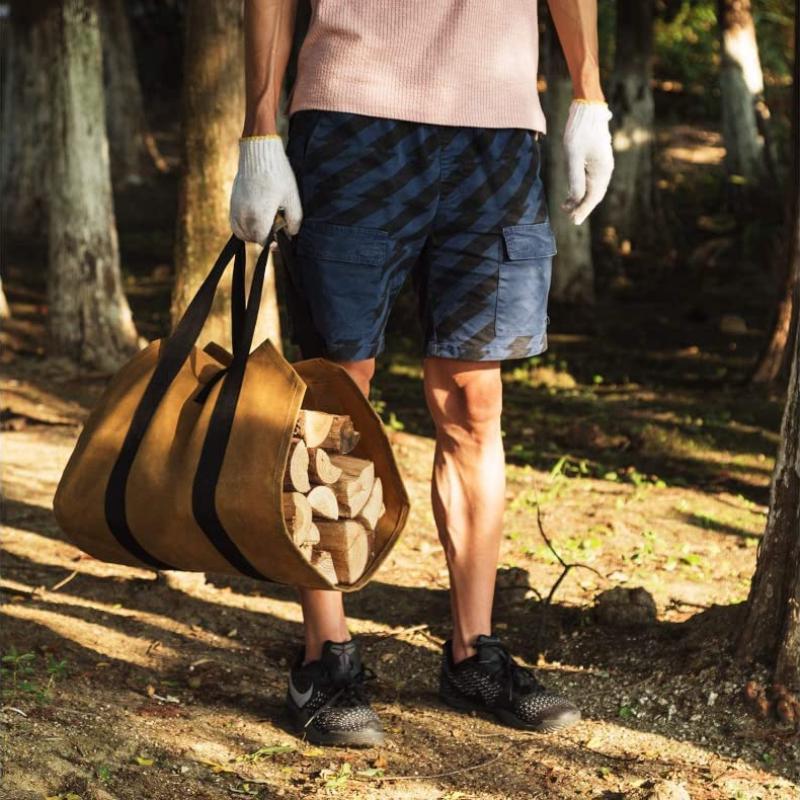 Сумка для переноски дров на открытом воздухе, держатель для переноски дров из вощеного холста для камина для переноски дров в помещении и на открытом воздухе