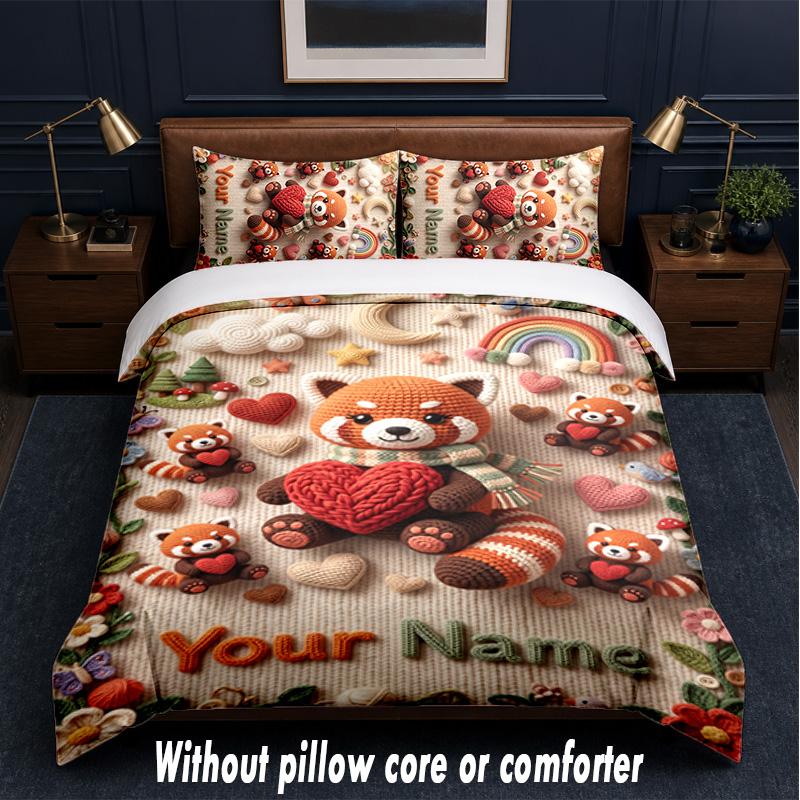 Valentine Love Theme Custom Text Or Name 3Pcs Bedding Set,1 Flat Sheet & 2 Pillowcases Personalized Home Bedding
