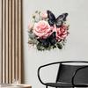 Pink Rose Black Butterfly Floral Wall Stickers Self Adhesive Peel and Stick Decor for Bathroom Cabinets Refrigerator Doors Home Decoration