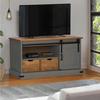 VidaXL TV Stand HALDEN Sliding Door Grey 110x40x60cm Solid Wood, TV Cabinet, TV Support Furniture, TV Console, 4018411