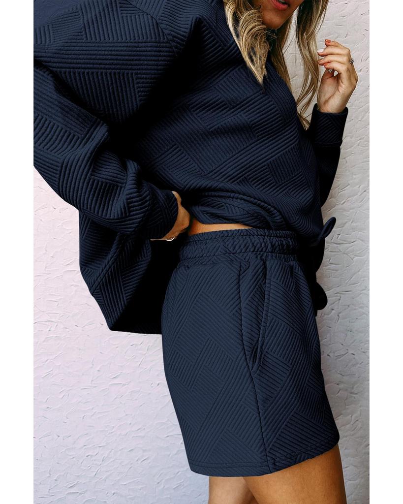 Azura Exchange Комплект из темно-синего фактурного топа и шорт