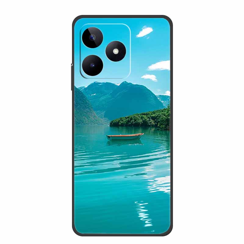6.74" Чехол для Realme Note 50 Черный Силикон Мягкий ТПУ Чехлы для Телефона Задняя Крышка Для Realme Note 50 Чехол Note50 Защитный Coque Сумка