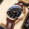 Роскошные мужские наручные часы с хронографом, водонепроницаемые, светящиеся, мужские часы из кожи, высококачественные спортивные кварцевые часы для мужчин