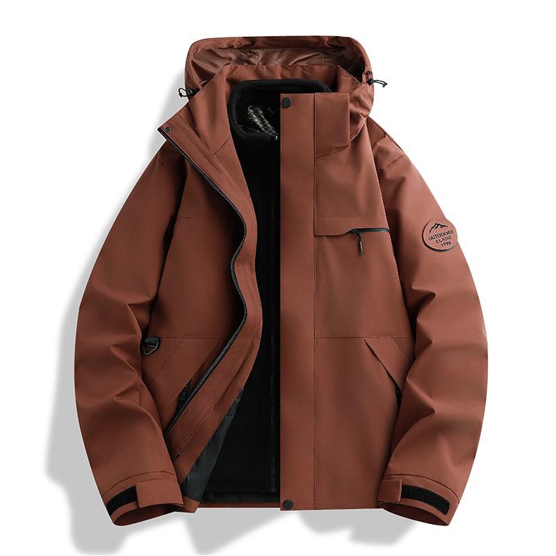 Men Women 3-in-1 Waterproof Windproof Hiking Jacket With Removable Fleece Liner Outdoor Trekking Camping Cycling