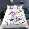 Unicorn Duvet Cover Set King Queen Size Pink 3D Print Cute Unicorn Star Rainbow Cloud for Kids Girls Boys Polyester Bedding Set