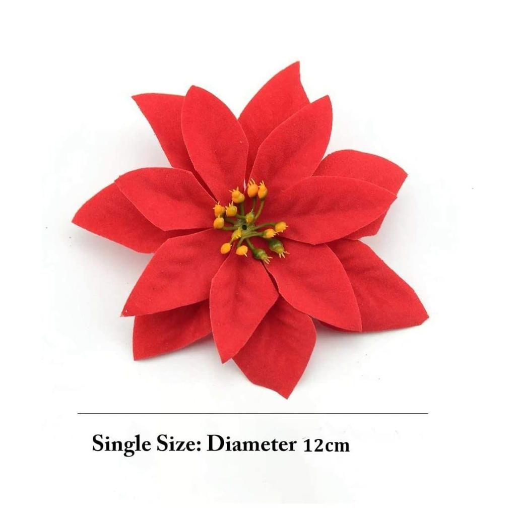 (Red (Pack of 36)) Christmas Poinsettias Red/Gold Velvet Decorative Artificial Flowers Christmas Flowers of Velvet Christmas Decorations Items