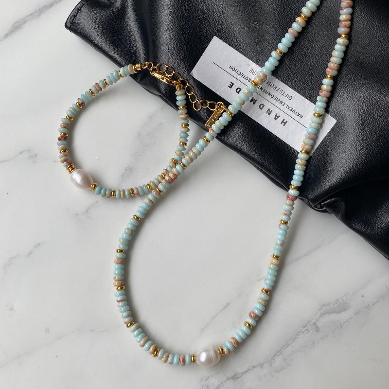 Ожерелье из камня Шоушань, цепочка на ключицу из натуральной змеиной кожи с бусинами, простая литературная и ретро-цепочка на шею из пресноводного жемчуга высокого класса