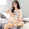 Korean Style Women's Summer Pajama Set – Imitation Cotton, Short Sleeve, Capri Pants, Thin, Cute, Plus Size
