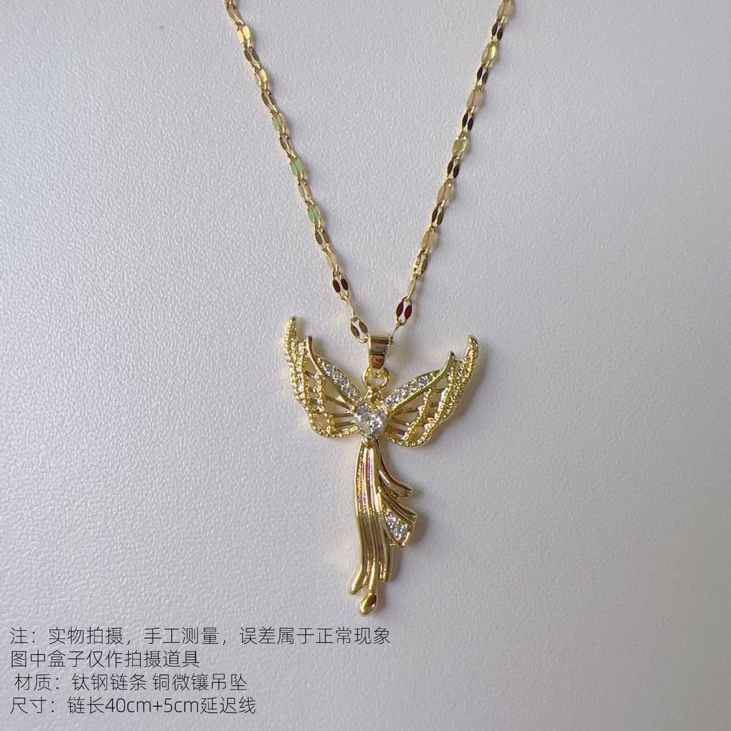 Angel Wing Pendant Necklace, European Style Fashion Titanium Steel Chain