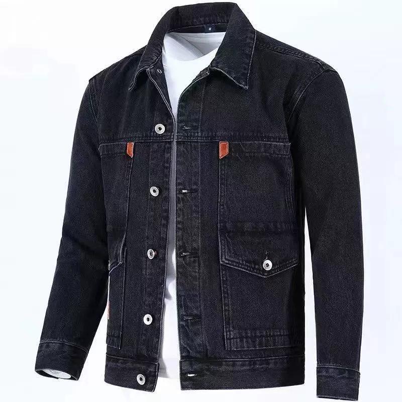 Autumn Men Solid Denim Jackets Fashion Motorcycle Vintage Jeans Jackets Hommes Slim Fit Cotton Casual Black Blue Coats