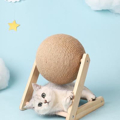 Мячовые игрушки для кошек, устойчивые треугольные игрушки из сизаля и дерева, домашние вещи для кошек, прочные, царапаются, крутые царапины на подставке, вращаются