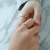 Internet Celebrity Fashion Simple Elk Horn Shape Couple Ring, Two-Color Copper Inlaid Zircon Combination Ring