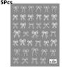 5Pcs 5D Nail Art Stickers Self Adhesive White Lace Bow Flower Embossed Design For Home Diy Manicure Nail Salon Use