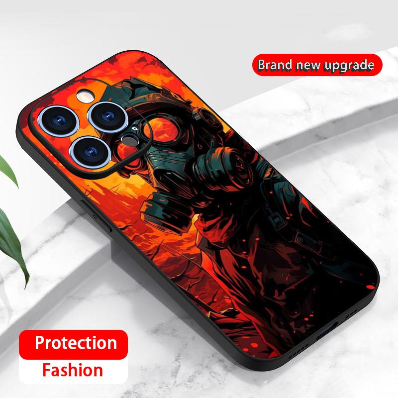 Игровой Stalker 2 горячий дизайн узора Чехол для телефона Для iPhone 16 16e 15 14 13 12 11 Plus Mini Pro Max Мягкий черный Ударопрочный чехол