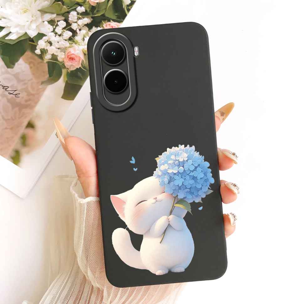 Silicone Case For Xiaomi Poco M7 4G Case Cute Cat Flowers Soft Slim Phone Cases For Xiaomi Poco M7 PocoM7 4G Cover Bumper
