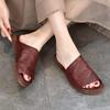 2025 Women's Retro Cowhide Flat Sandals - Versatile Handmade Fish Mouth Slippers