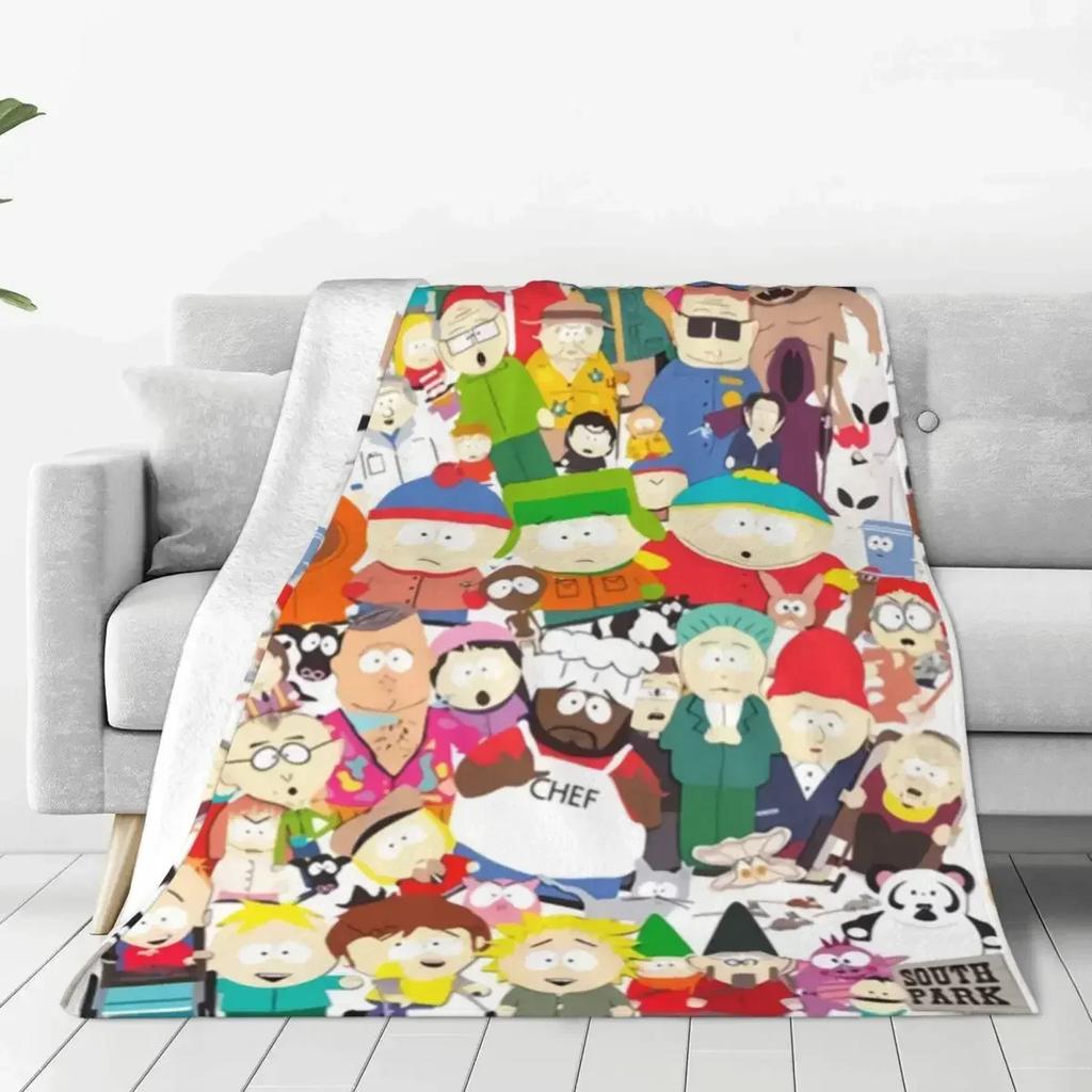 Фланелевое одеяло Southpark Collage Мультфильм Аниме Забавное плед для дома 150*125см Кусок ковра