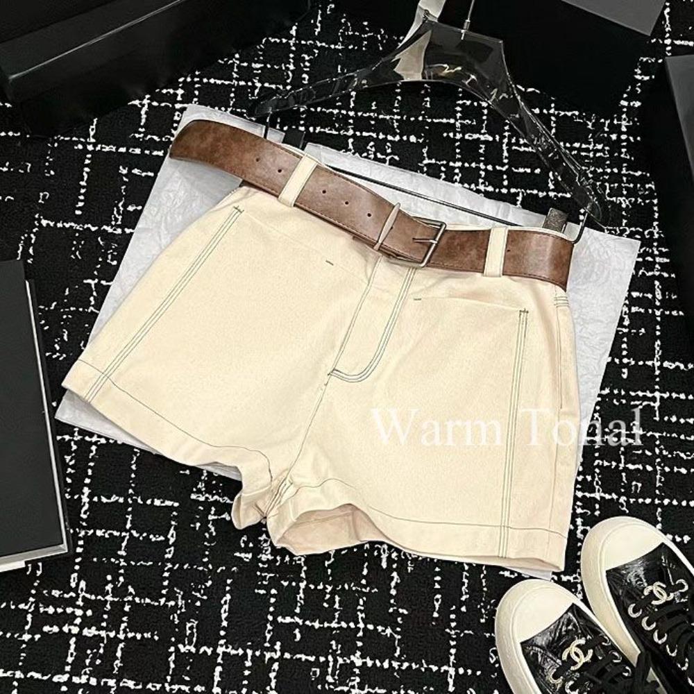 Pure White New Style Designer Niche Retro Sweet and Cool Versatile Denim Shorts for Women