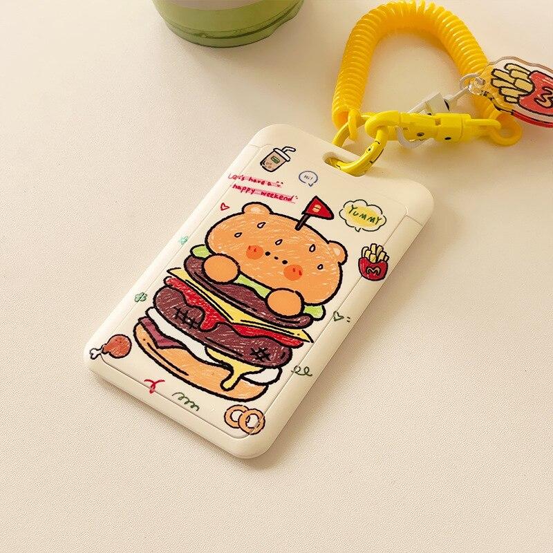 Чехол с мультяшным принтом, идентификационная бирка, чехол для рабочей карты с эластичным ремешком на запястье, держатель для бейджа, чехол для деловой карты доступа