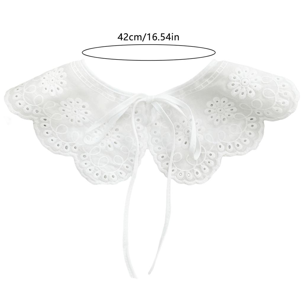 White Lace Fake Collar Women's Blouse Cloud Shoulder Scarf Shawl Embroidered Flower Detachable Collar Top Clothing Accessories