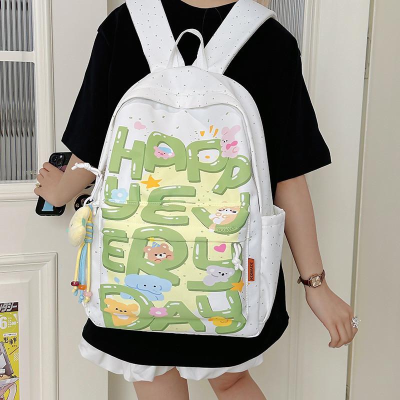 Милый мультяшный кролик, слон, коала, собака, животное, с принтом букв, студенческий рюкзак для учеников средней школы