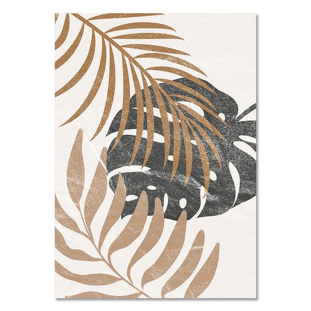 Абстрактный постер Солнце и Луна, сцена, холст, картина, листья растений, художественный принт, монстера, принты, настенные панно в стиле бохо для декора гостиной