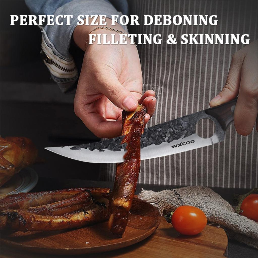2PCS Stainless Steel Forged Boning Knife with Knife Sheath Fruit Knife Handmade Knife Peeling Knife Sharp Kitchen Chef Knife