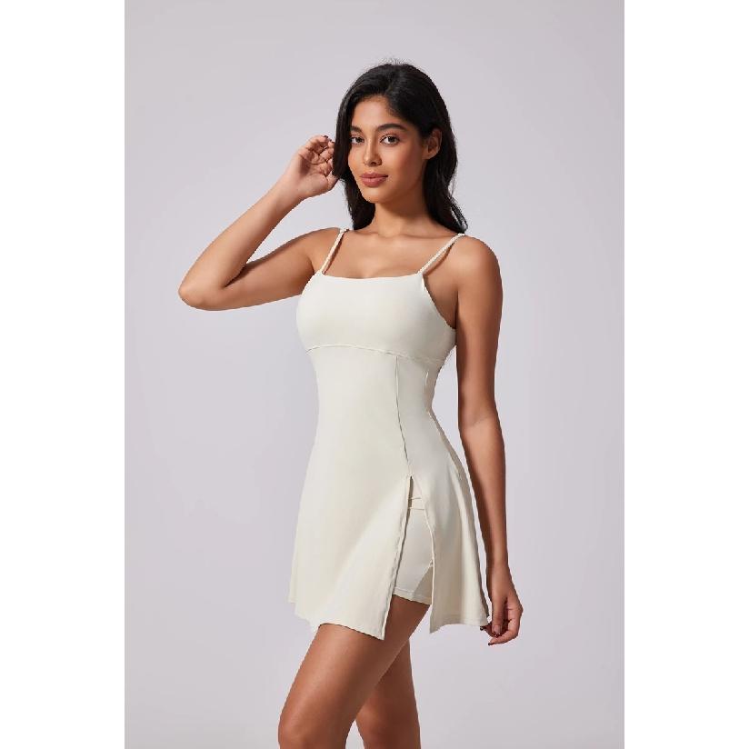 QINACTIVE women's sports beautiful back dress Removable chest cushion cushion breathable outdoor yoga tennis skirt