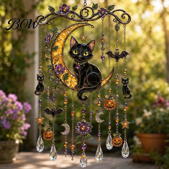 Autumn Garden Decorations for Yard Halloween Acrylic Wind Chime Pendant, Crystal Suncatcher Hanging Ornaments, Decorative Festive Party Supplies