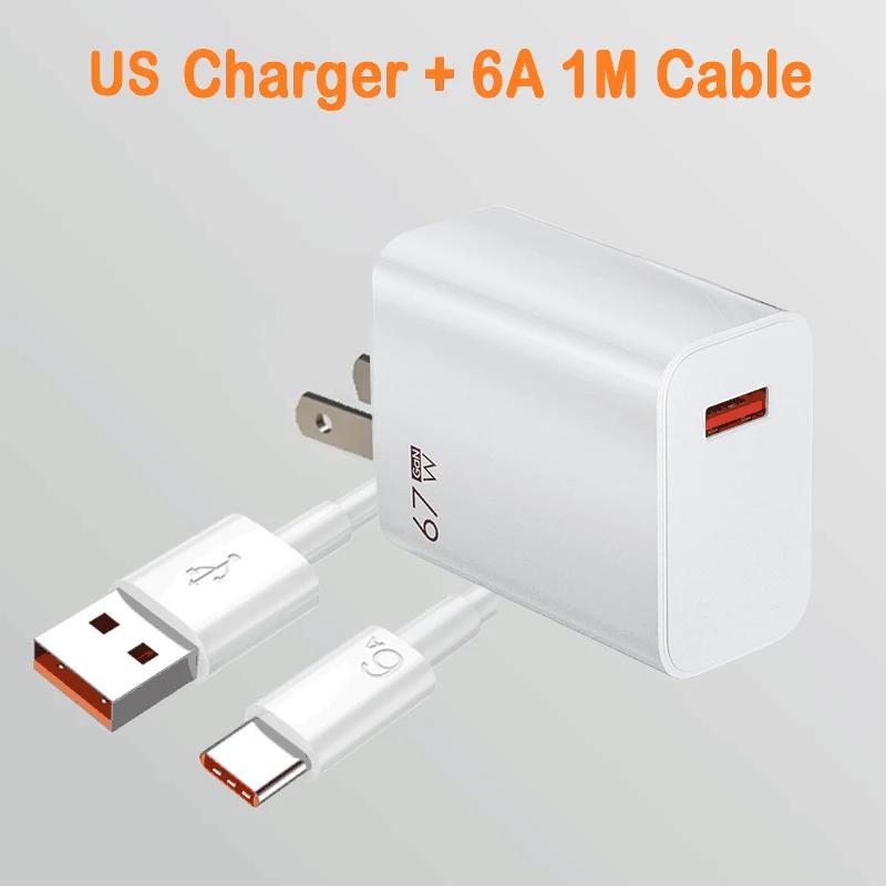 Всего 67 Вт GaN быстрое зарядное устройство USB зарядное устройство для телефона адаптер для iPhone Samsung Xiaomi портативное быстрое зарядное устройство кабель типа C
