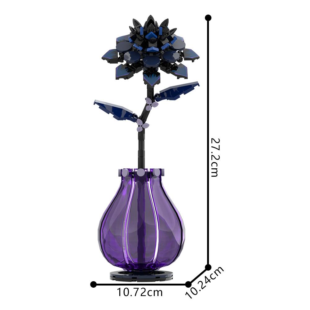 Gobricks MOC Dahlia Flower Bricks Model Gothic Purple Red Plant Romantic Flower Bouquet Building Blocks Toys Gift