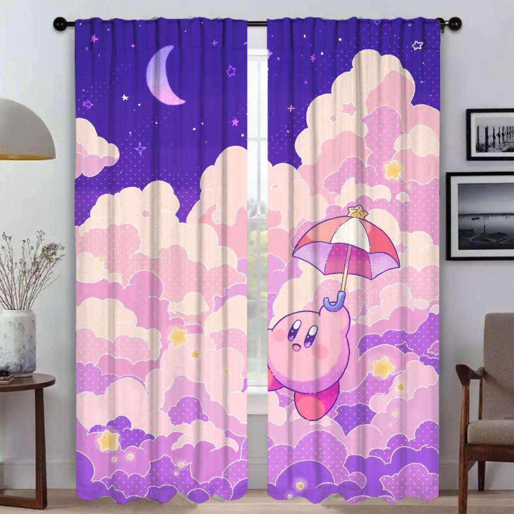 Kawaii Cartoon K-Kirbys Blackout Curtain for Room 2 Panel Curtains for Bedroom Shades Partition Home Interior Curtains Living