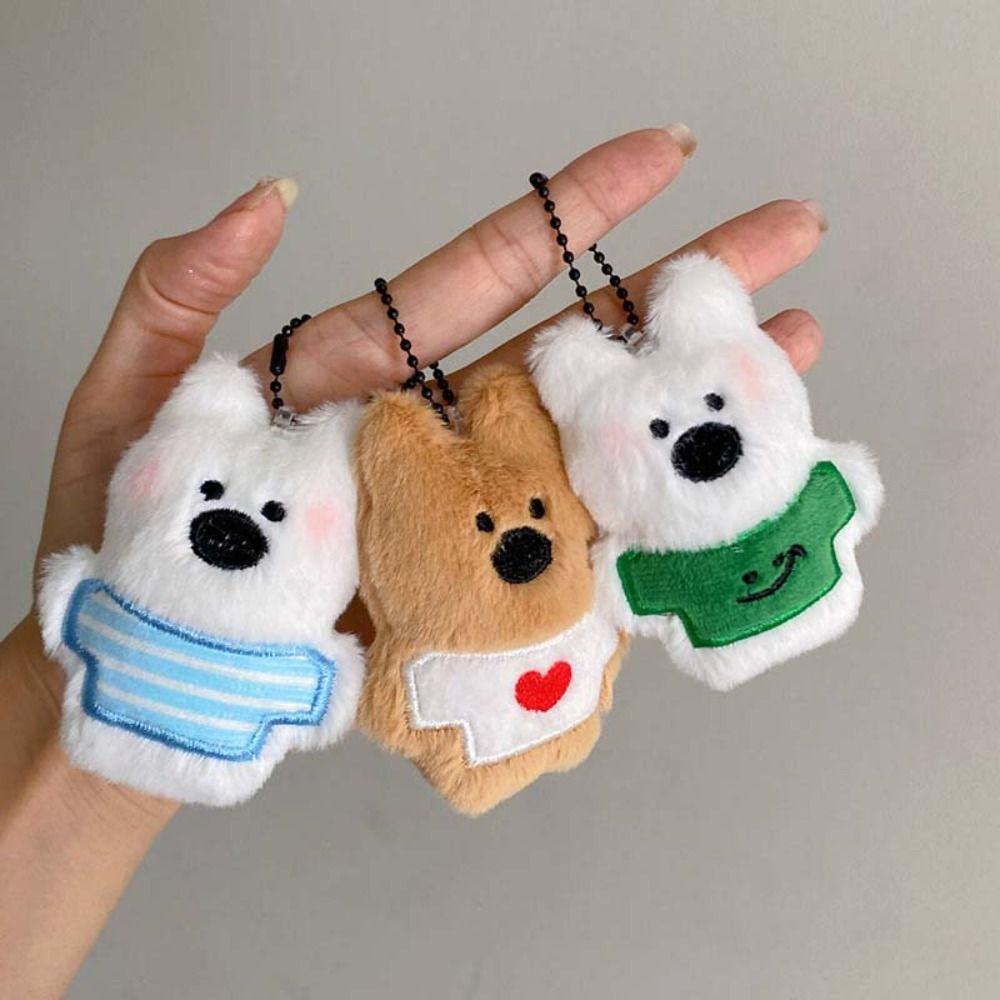 Stuffed Plush Dolls White Puppy Plush Pendant Bag Pendant Plush Toy Cartoon Key Chain Unisex
