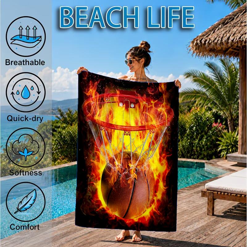 Basketball Pattern Background Beach Towel, Microfiber Beach Towel, Perfect For Pool, Beach, Travel, Home Decor Beach Party Fan gifts