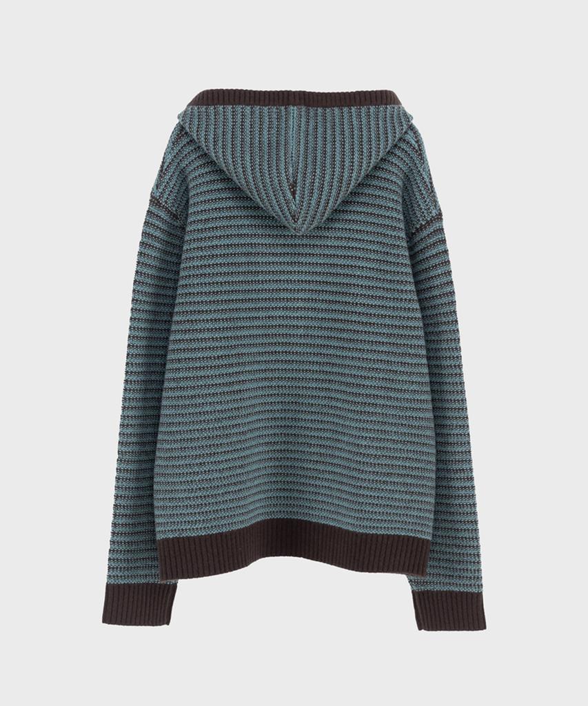 PREF Brown Wool Knit Stripe Hoodie