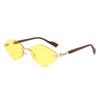 Retro metal frameless sunglasses for men and women fashion trendy UV resistant outdoor sunscreen sunshade glasses