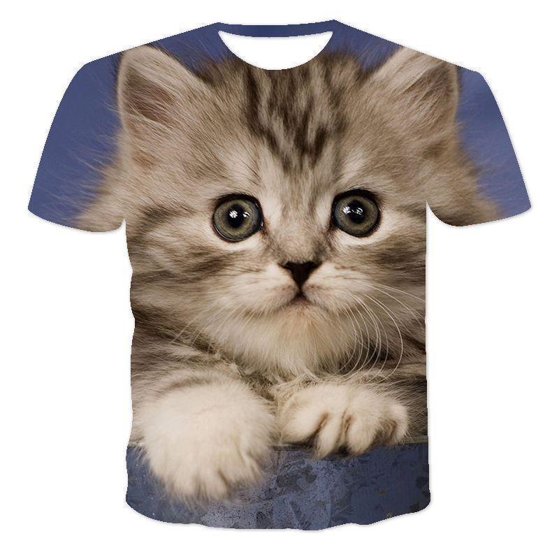 Women's Summer T-shirt Summer Cute Cat 3D Digital Printed T-shirt