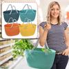 Portable Picnic Tote Shopper Bag, Large Plastic Utility Basket,Washable Beach Travel Handbag,Storage Bags