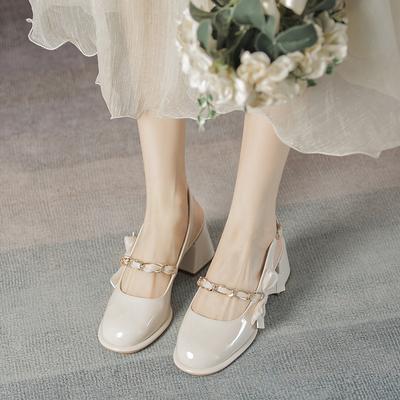 Кожаные балетки для женской обуви Хуэйчжоу на каблуках Мэри Джейн крутые тапочки пустые новые сандалии с закрытым носком