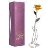 24K Gold Plated Real Rose Yellow Rose with Base Valentine"s Day Gift Decoration for Lover