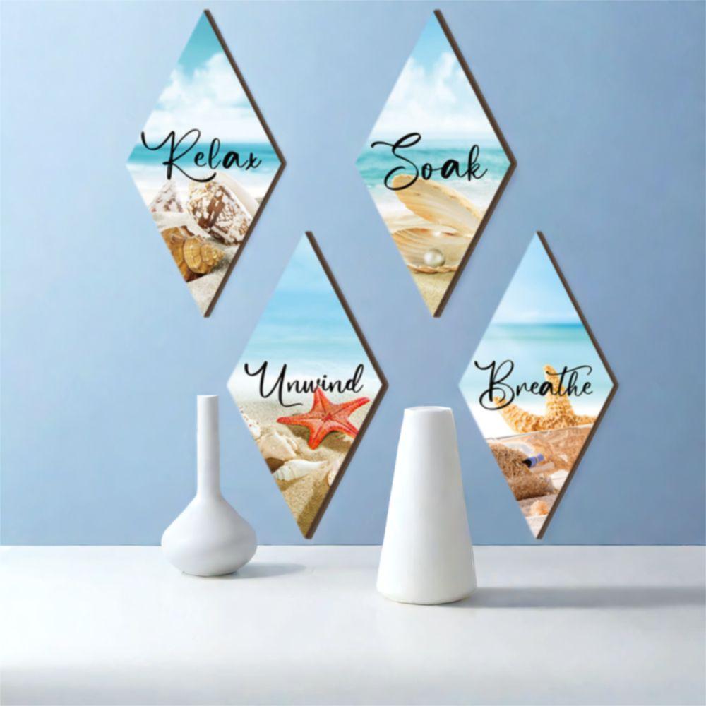 4pcs Wooden Summer Ocean Wall Ornaments Wall Art Ocean Animal Ornaments Summer Outdoor