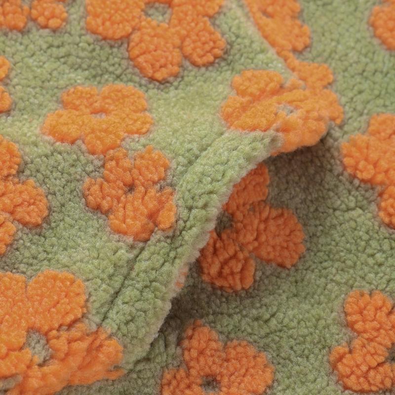 Флисовая толстовка женская с цветочным принтом, теплая, из овечьего флиса, со стойкой воротником, на молнии, свободная, мягкая, пуловер, осень/зима 2025