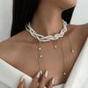 Exquisite French Style Necklace For Women Light Luxury Y2K Multi Layer Imitation Pearl Tassel Neck Chain Girls Trendy Choker
